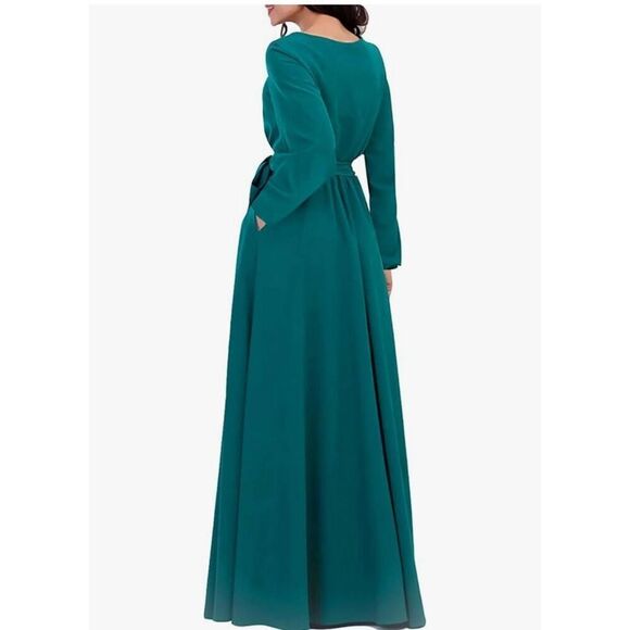 Chic Teal Maxi Dress with Belt - Picture 8 of 8